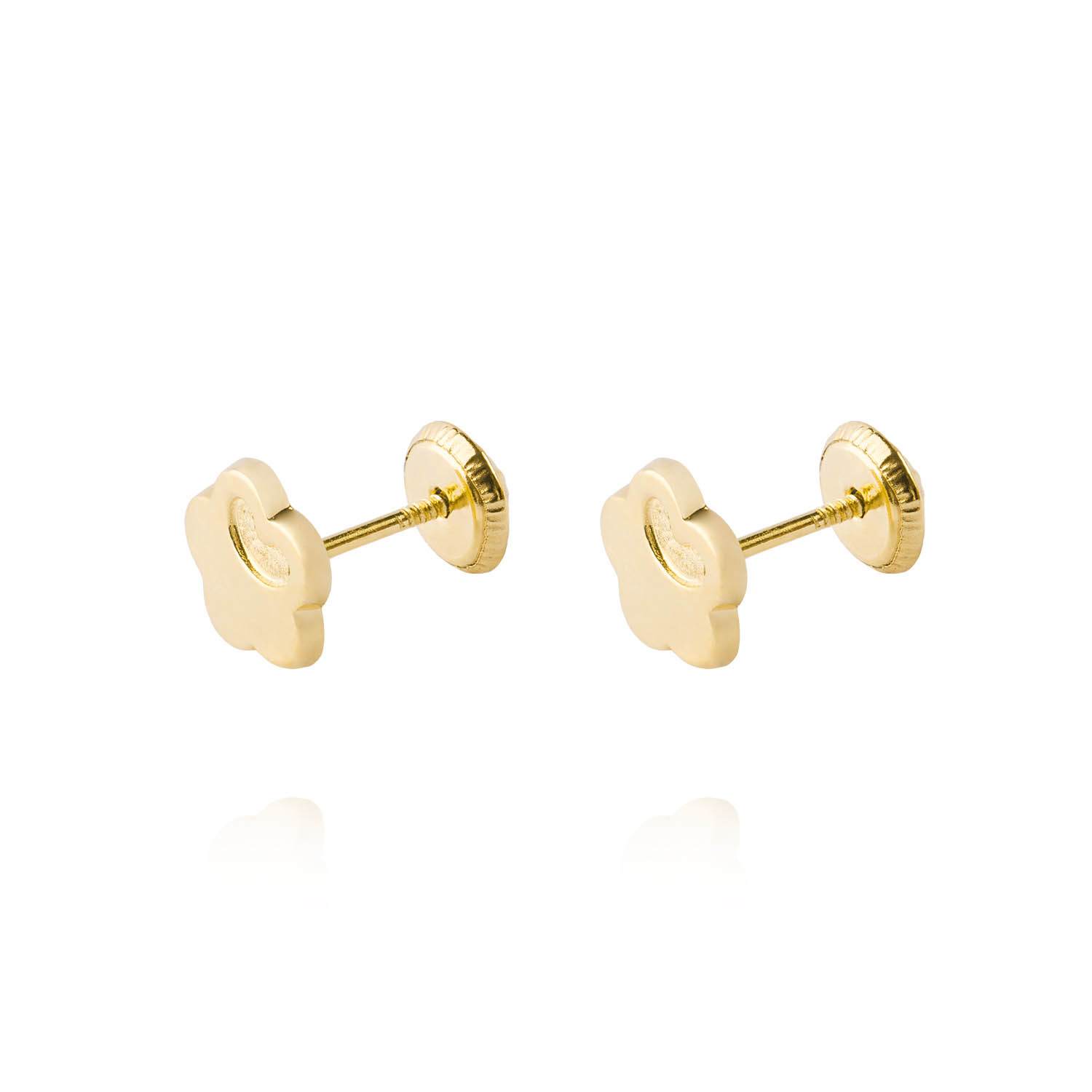 Aros de Oro 18kt Flor Corazón Liso 1