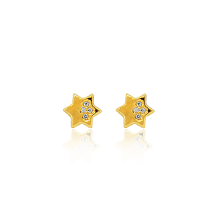 Aros de Oro 18kt Estrella 8 Circonitas 1,0mm