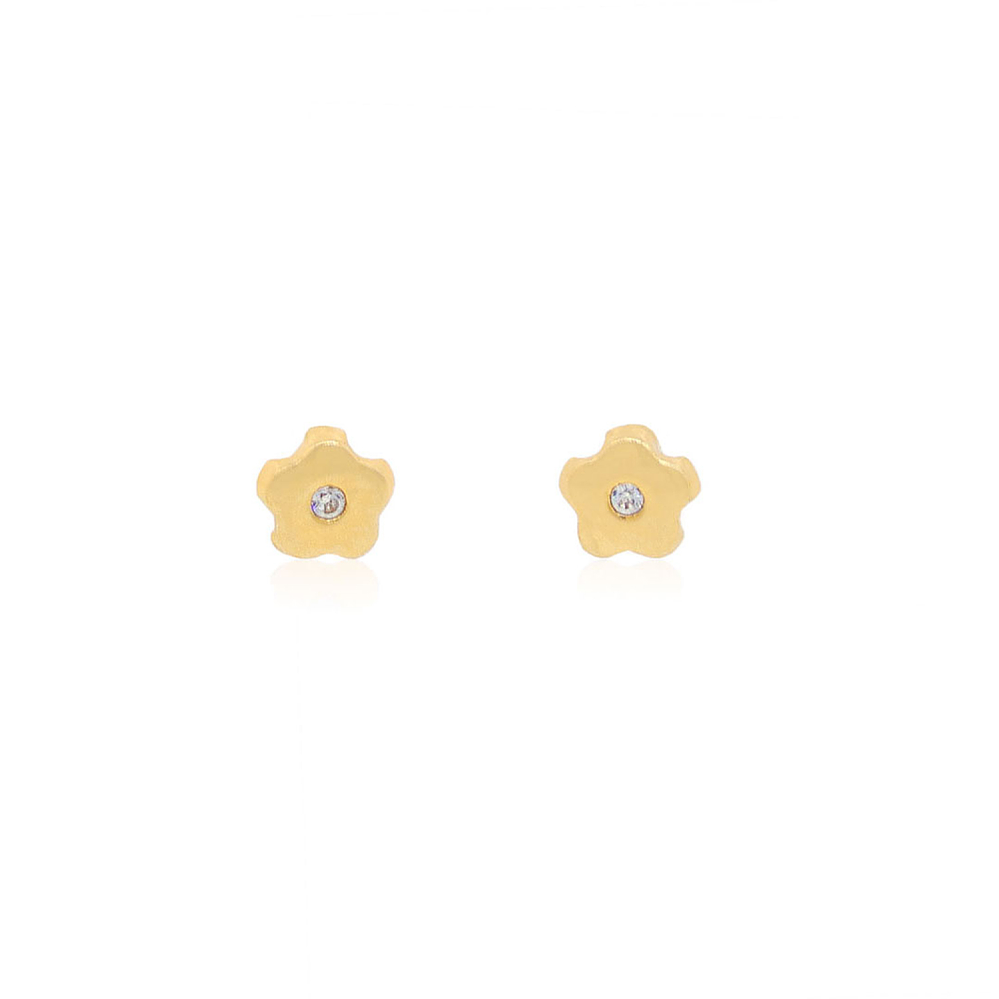 Aros de Oro 18kt Circonita Central Flor 1