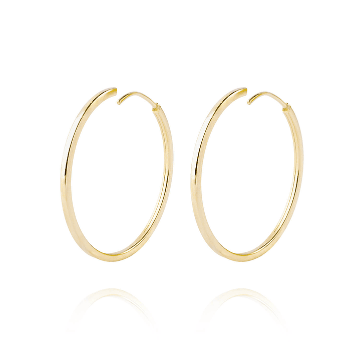 Aros de Oro 18kt Argollas Lisa tipo Tubulares 2