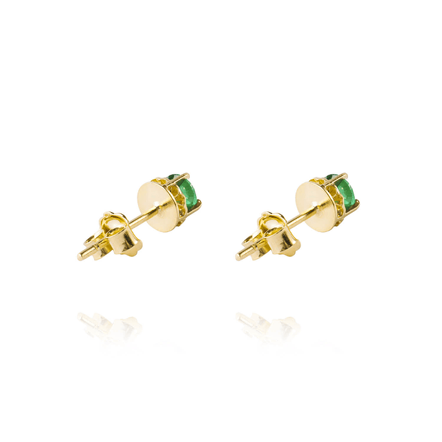 Aros de Oro 18kt Chatón Esmeralda Circonita 4mm