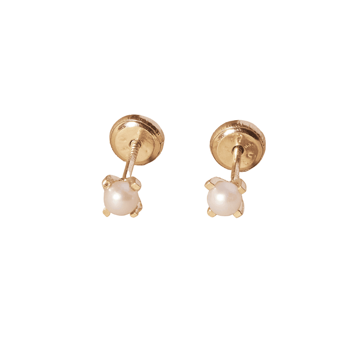 Aros de Oro 18kt Perla Cultivada 4 Grifas 5,0mm 1