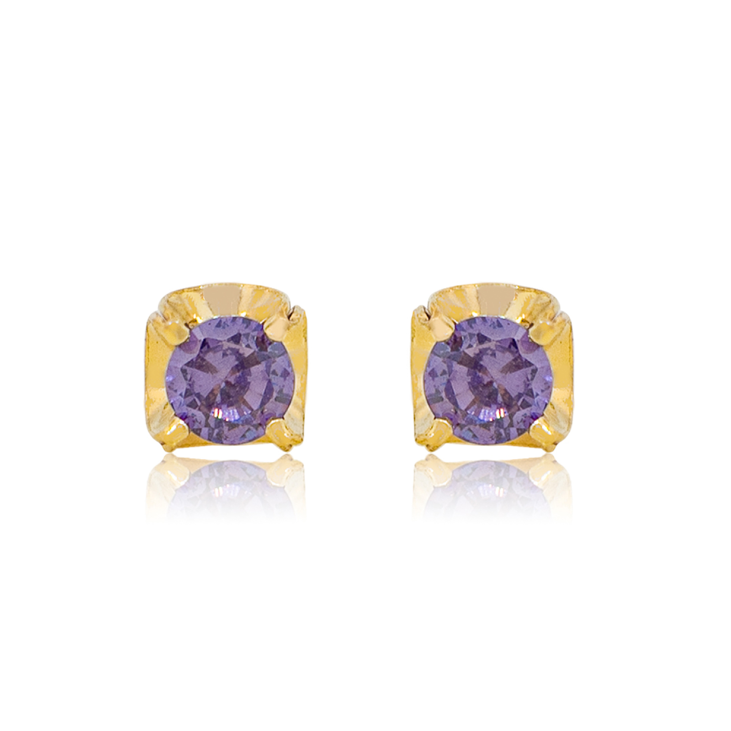 Aros de Oro 18kt Chatón Amatista de 2,5mm 1