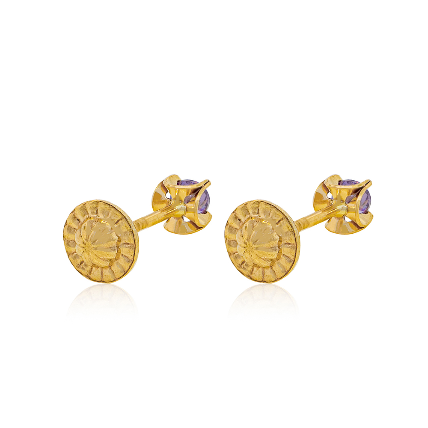 Aros de Oro 18kt Chatón Amatista de 2,5mm 3
