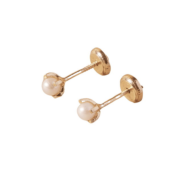 Aros de Oro 18kt Perla Cultivada 4 Grifas 3,0mm-3,5mm