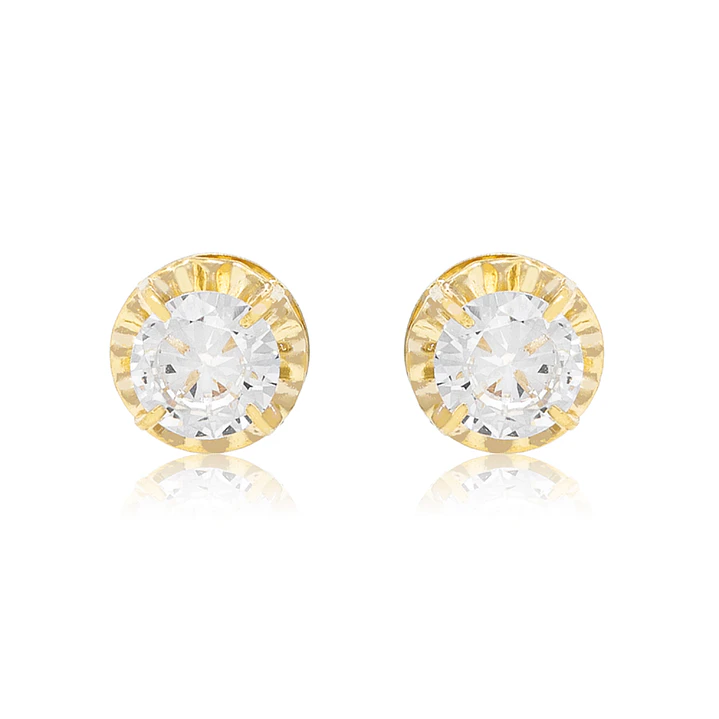 Aros de Oro 18kt Chatón Circon Circonita 3mm 1