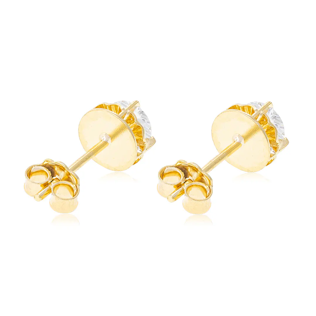 Aros de Oro 18kt Chatón Circon Circonita 3mm 3