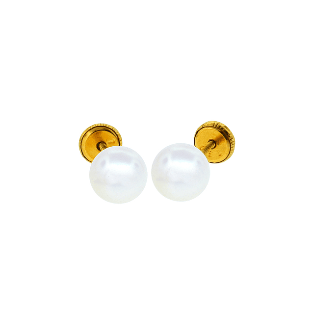 Aros de Oro 18kt Perla Cultivada de 6.0mm a 6.5mm