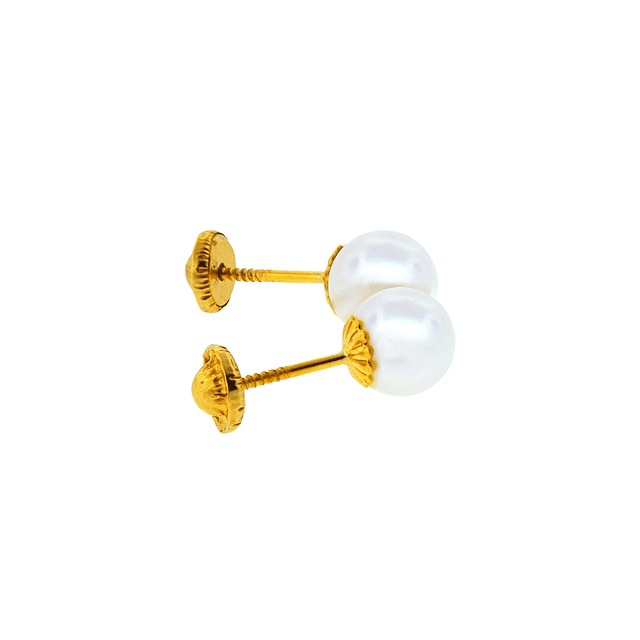 Aros de Oro 18kt Perla Cultivada de 6.0mm a 6.5mm