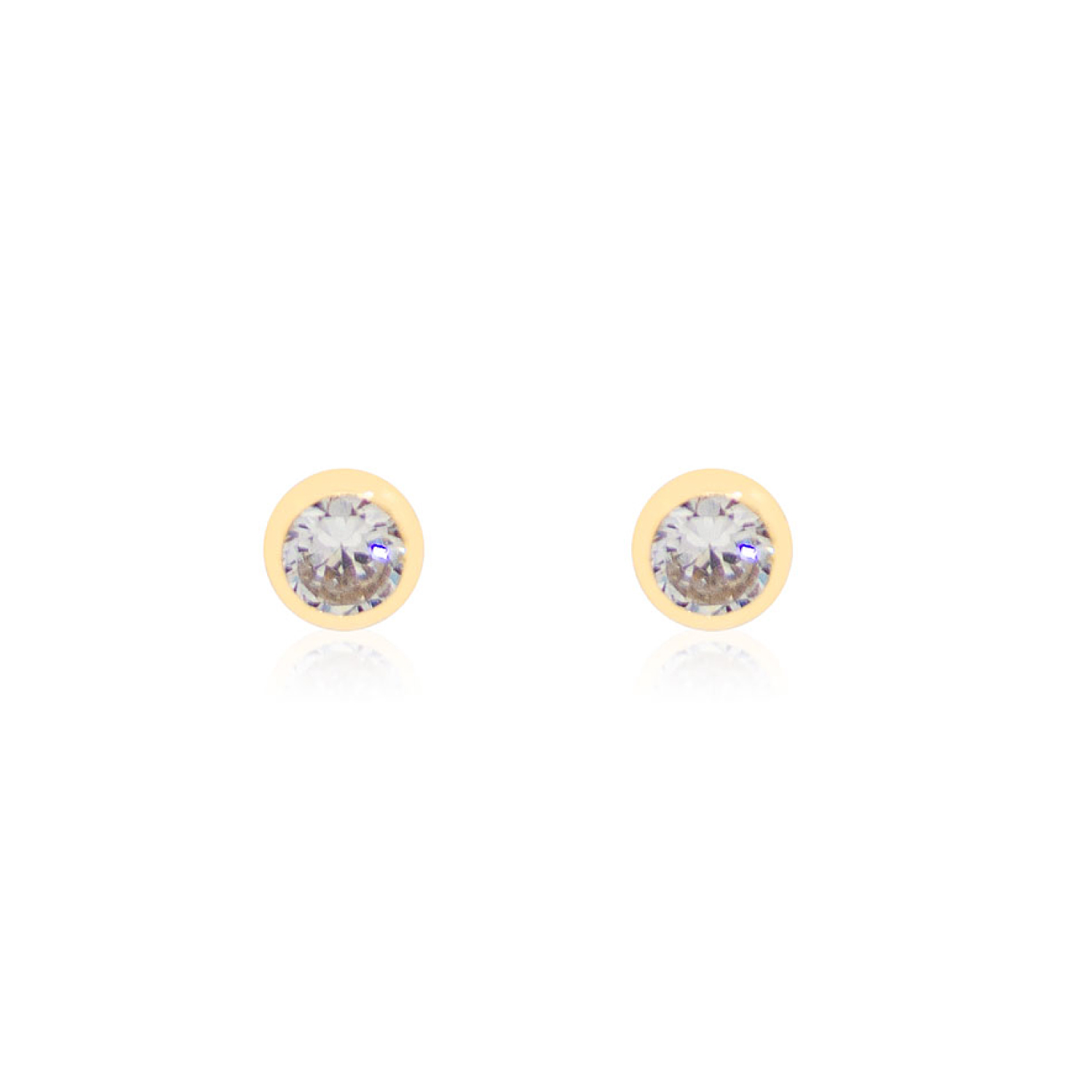 Aros de Oro 18kt Modelo Punto de Luz Tallado Circon de 3,0mm 2
