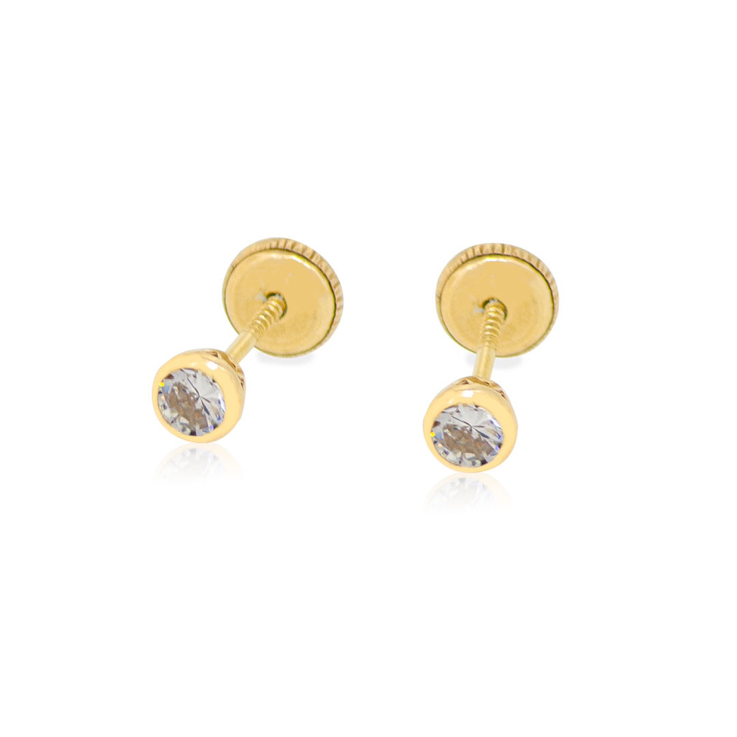 Aros de Oro 18kt Modelo Punto de Luz Tallado Circon de 3,0mm 1