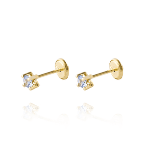 Aros de Oro 18kt Aros Agua  Marina 3mm