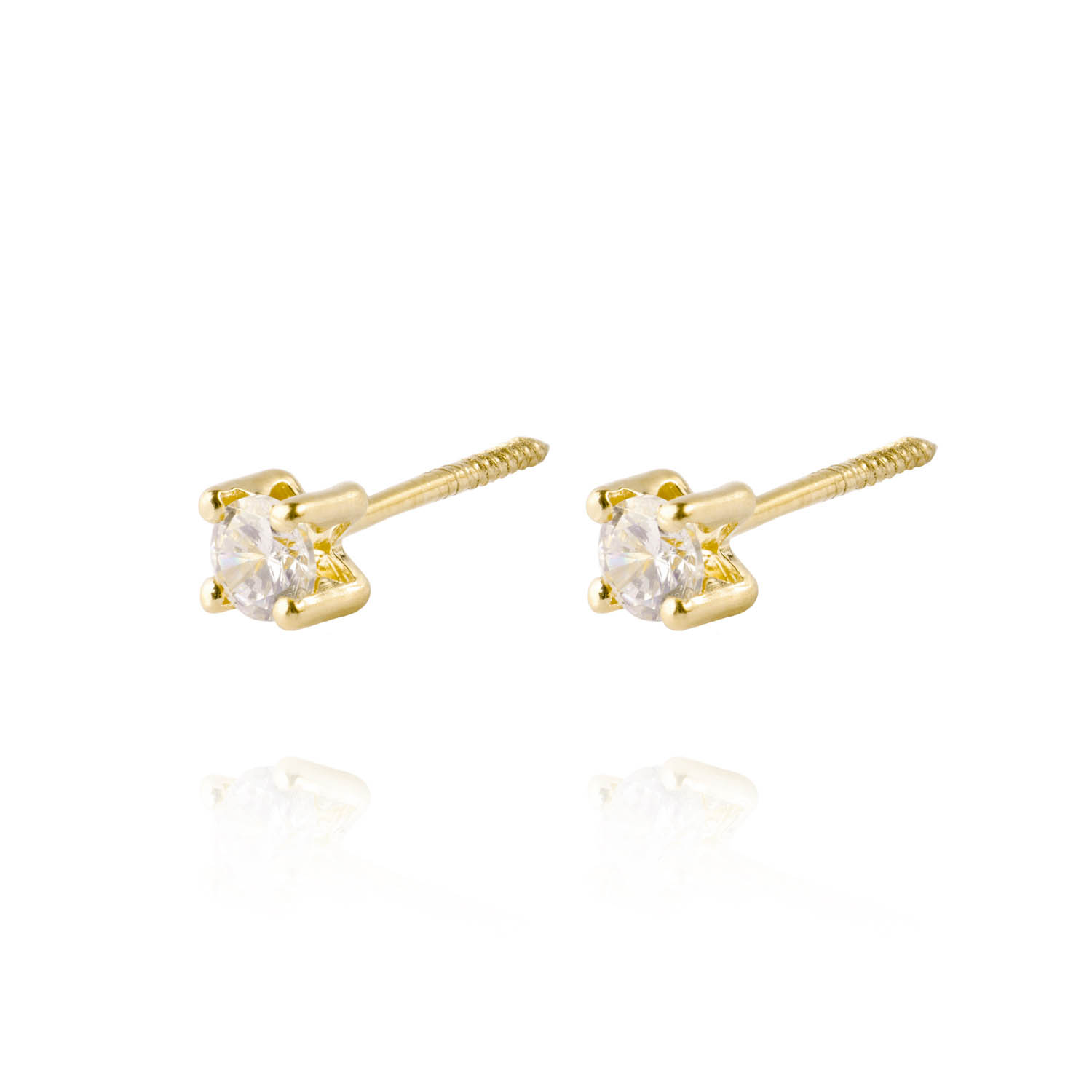 Aros de Oro 18kt Circón Circonita 3 mm 2
