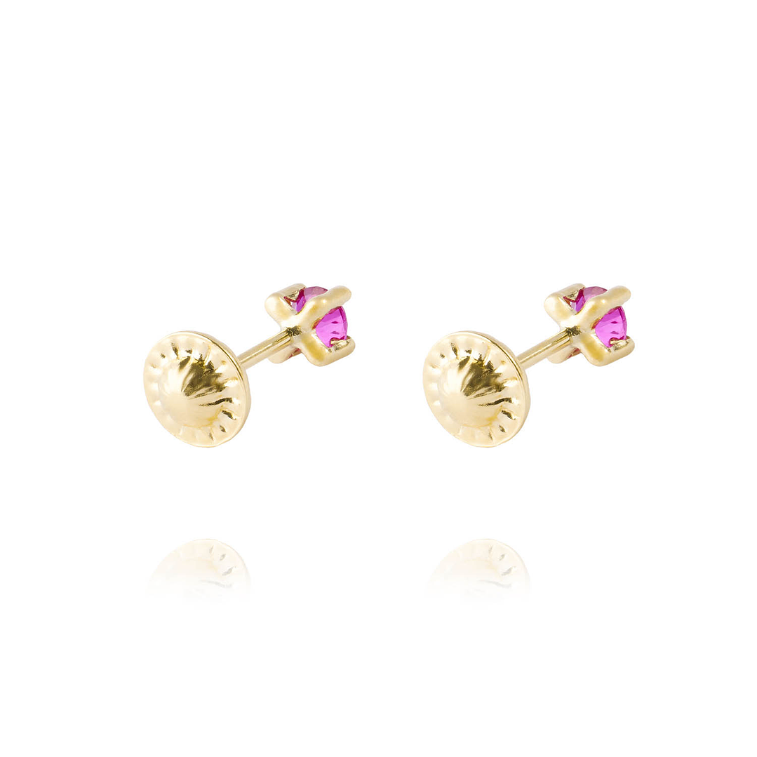 Aros de Oro 18kt Aros Piedra Rubí 3mm 3