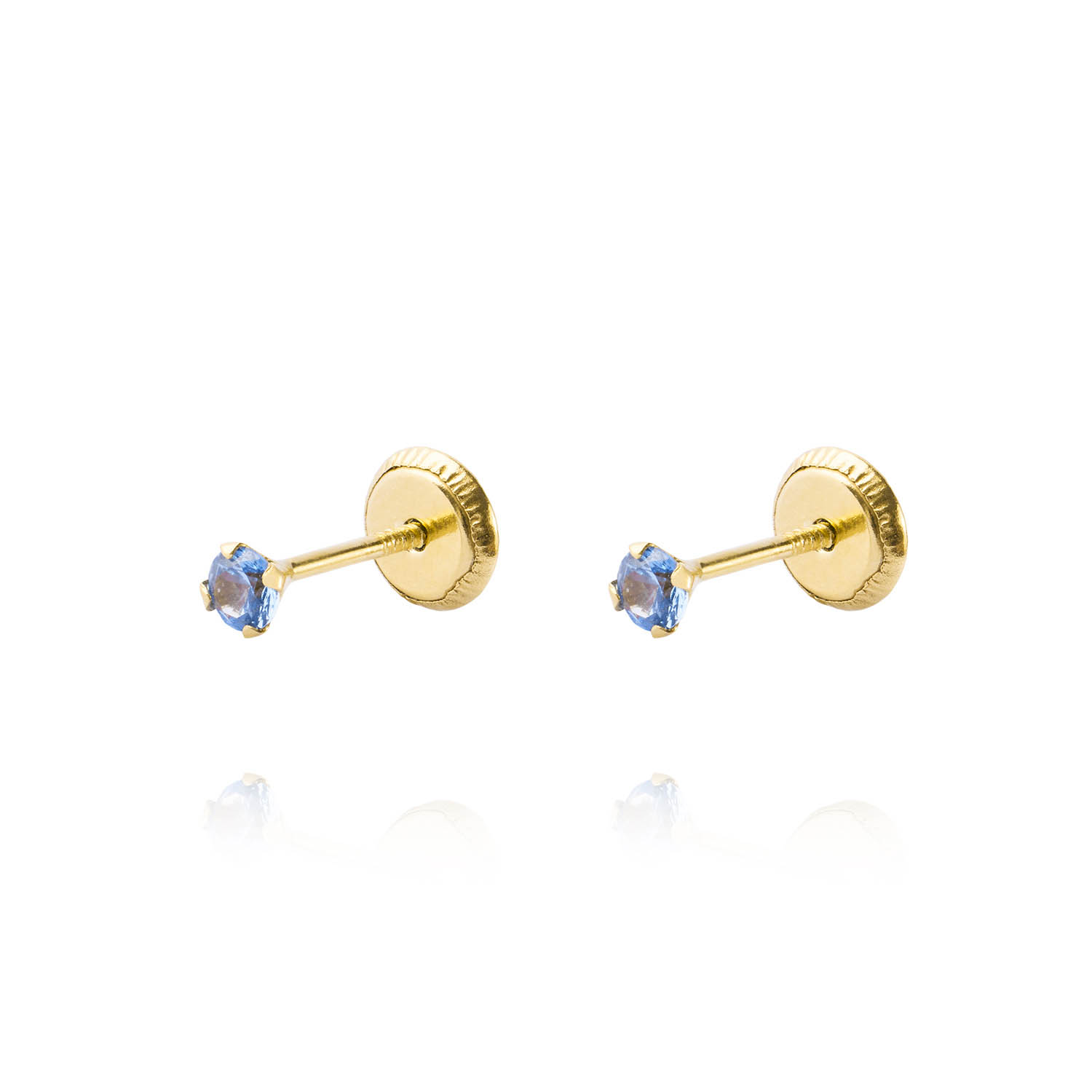 Aros de Oro 18kt Piedra de Agua Marina 2,5mm 1