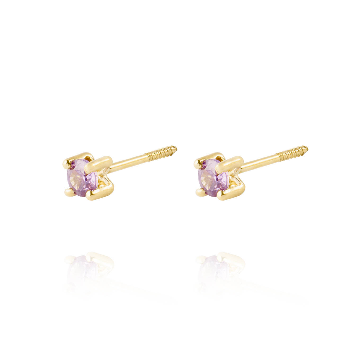 Aros de Oro 18kt Piedra de Amatista 3mm 2