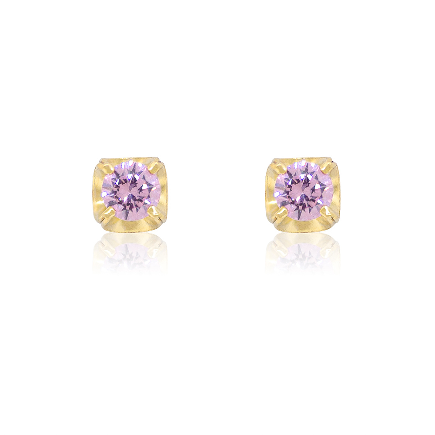 Aros de Oro 18kt Chaton Rosa de Francia de 2,5mm 1