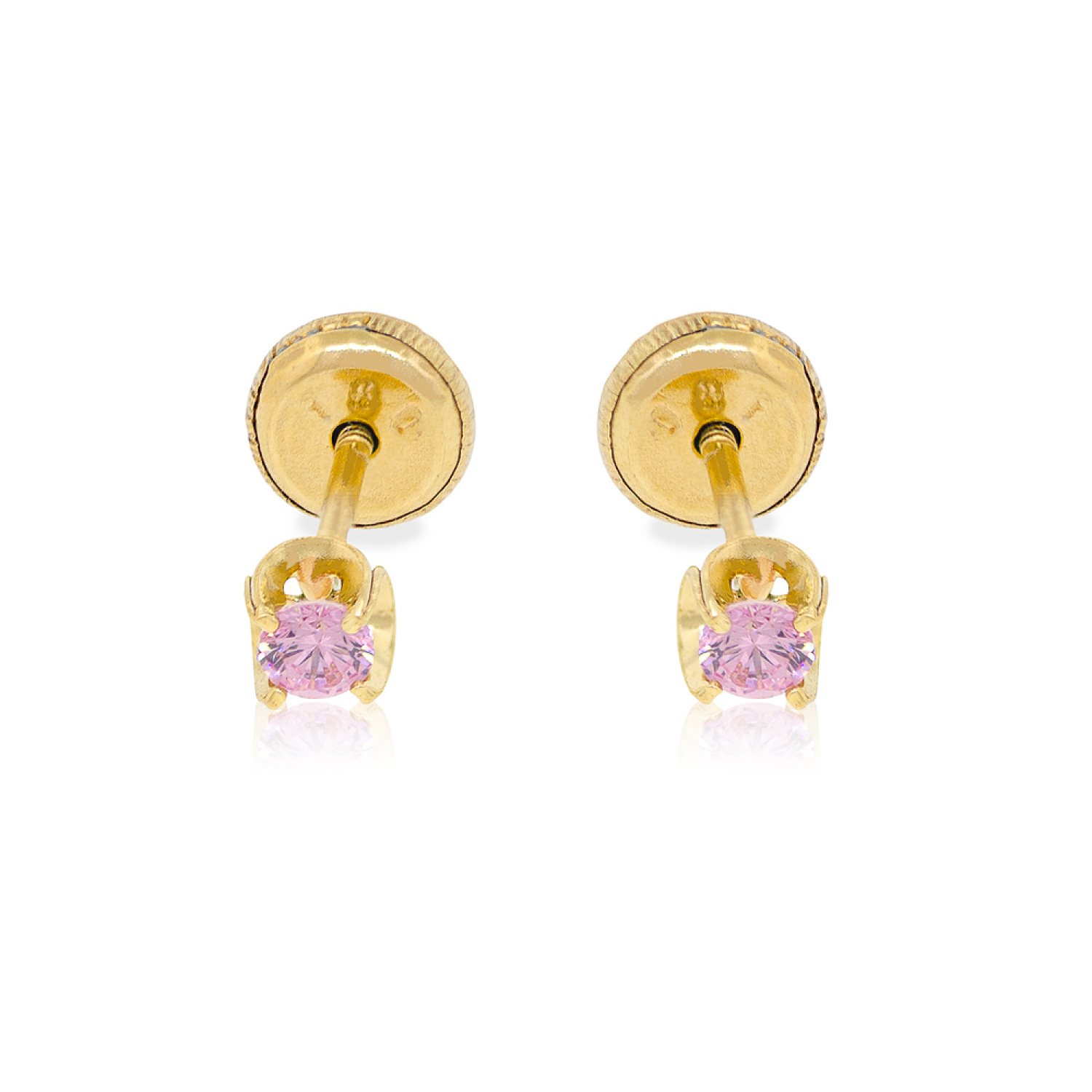 Aros de Oro 18kt Chaton Rosa de Francia de 2,5mm 2