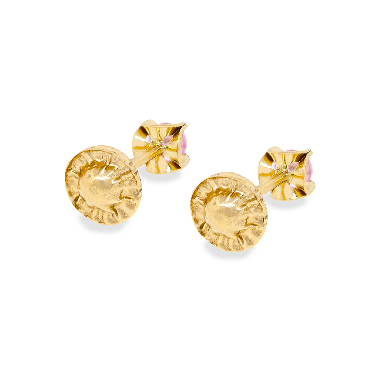Aros de Oro 18kt Chaton Rosa de Francia de 2,5mm 3