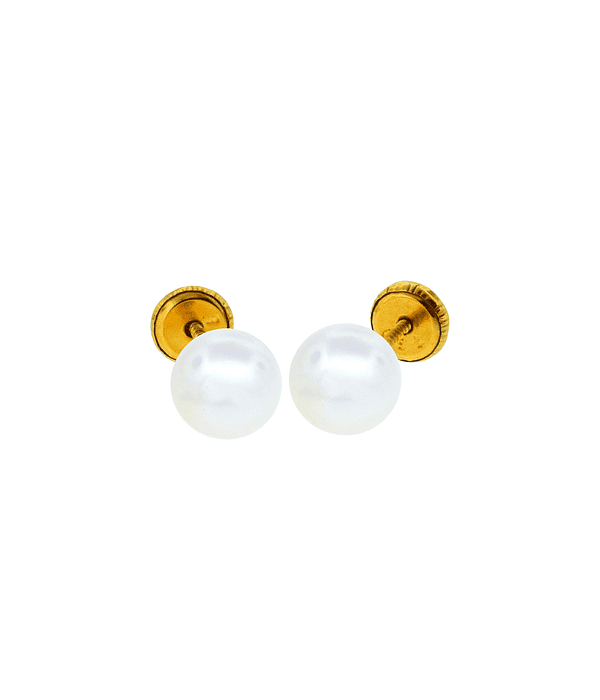 Aros de Oro 18kt Perla Cultivada de 5.0mm a 5.5mm