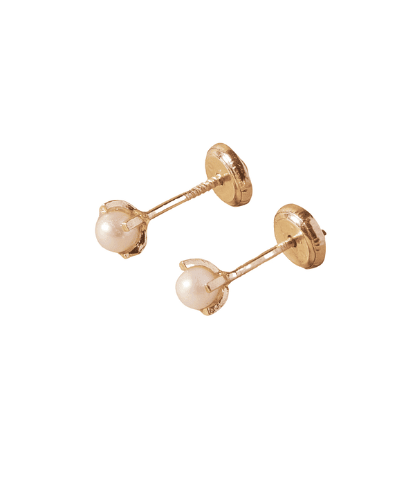 Aros de Oro 18kt Perla Cultivada 4 Grifas 4,0mm-4,5mm