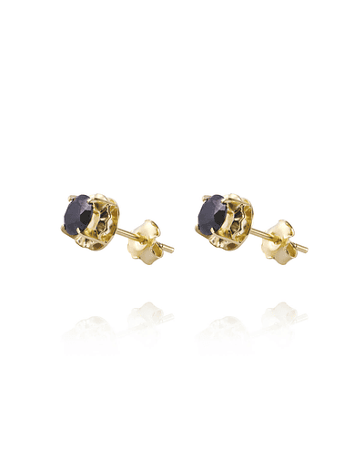 Aros de Oro 18kt Chatón de Onix Circonita 5mm