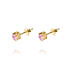 Aros de Oro 18kt Chatón Rosa de Francia Circonita 4mm