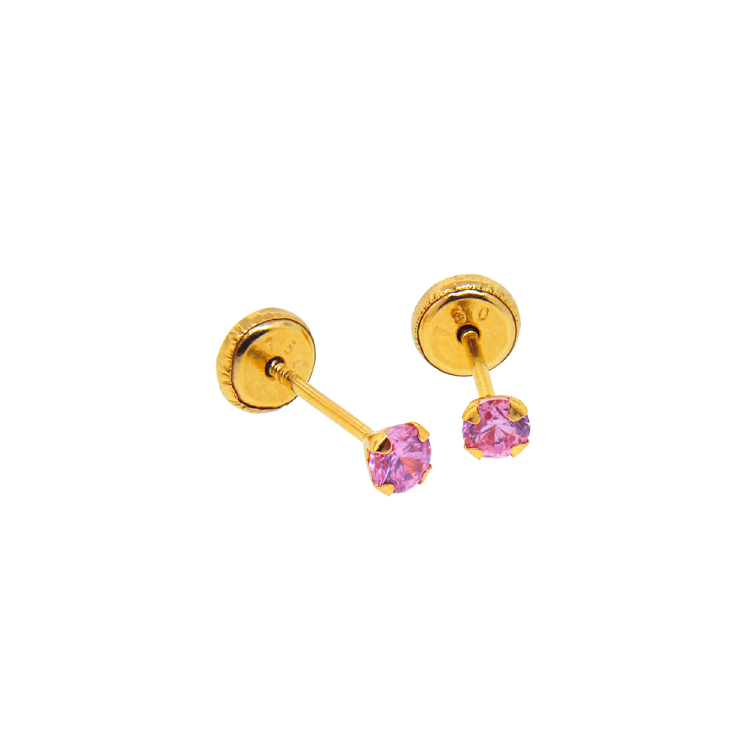 Aros de Oro 18kt Piedra Rosa de Francia 3mm 2