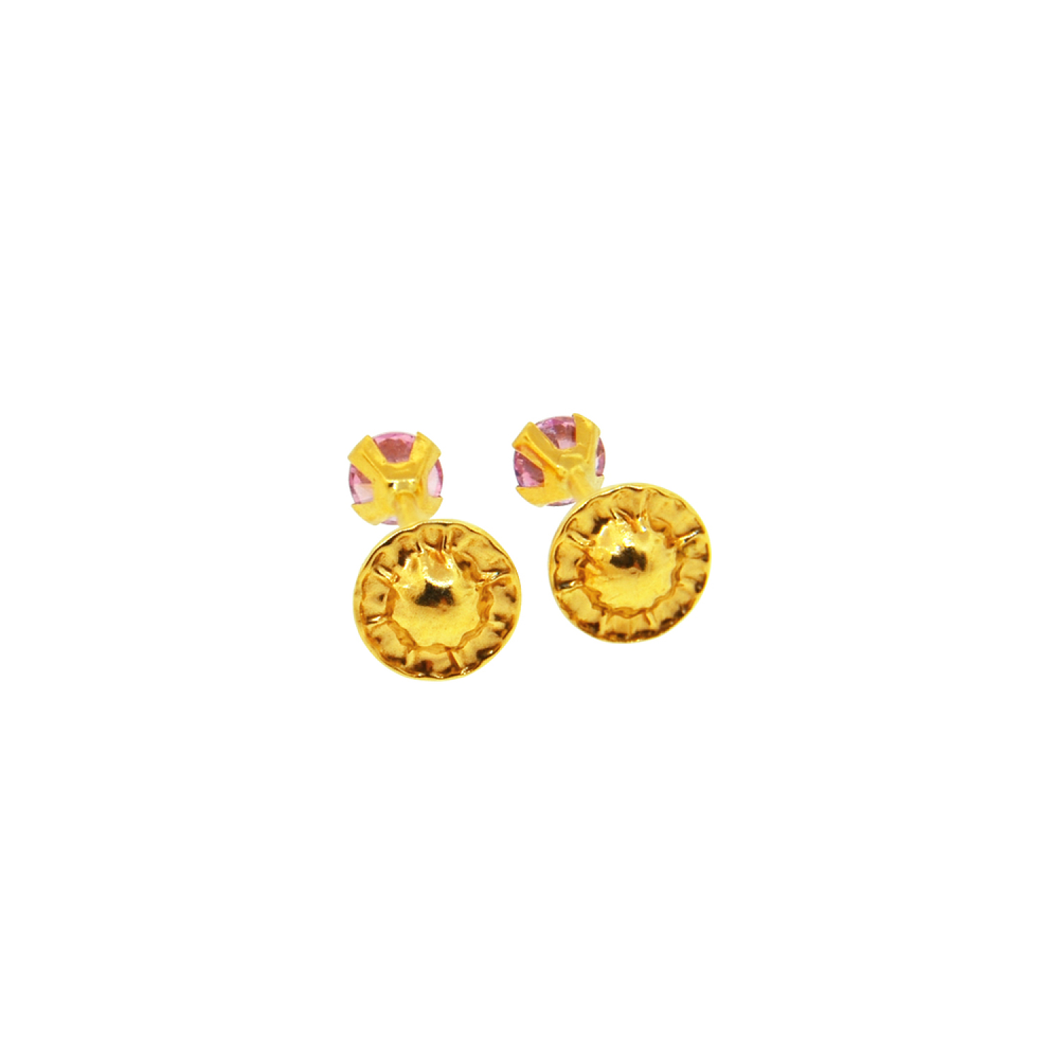 Aros de Oro 18kt Piedra Rosa de Francia 3mm 3