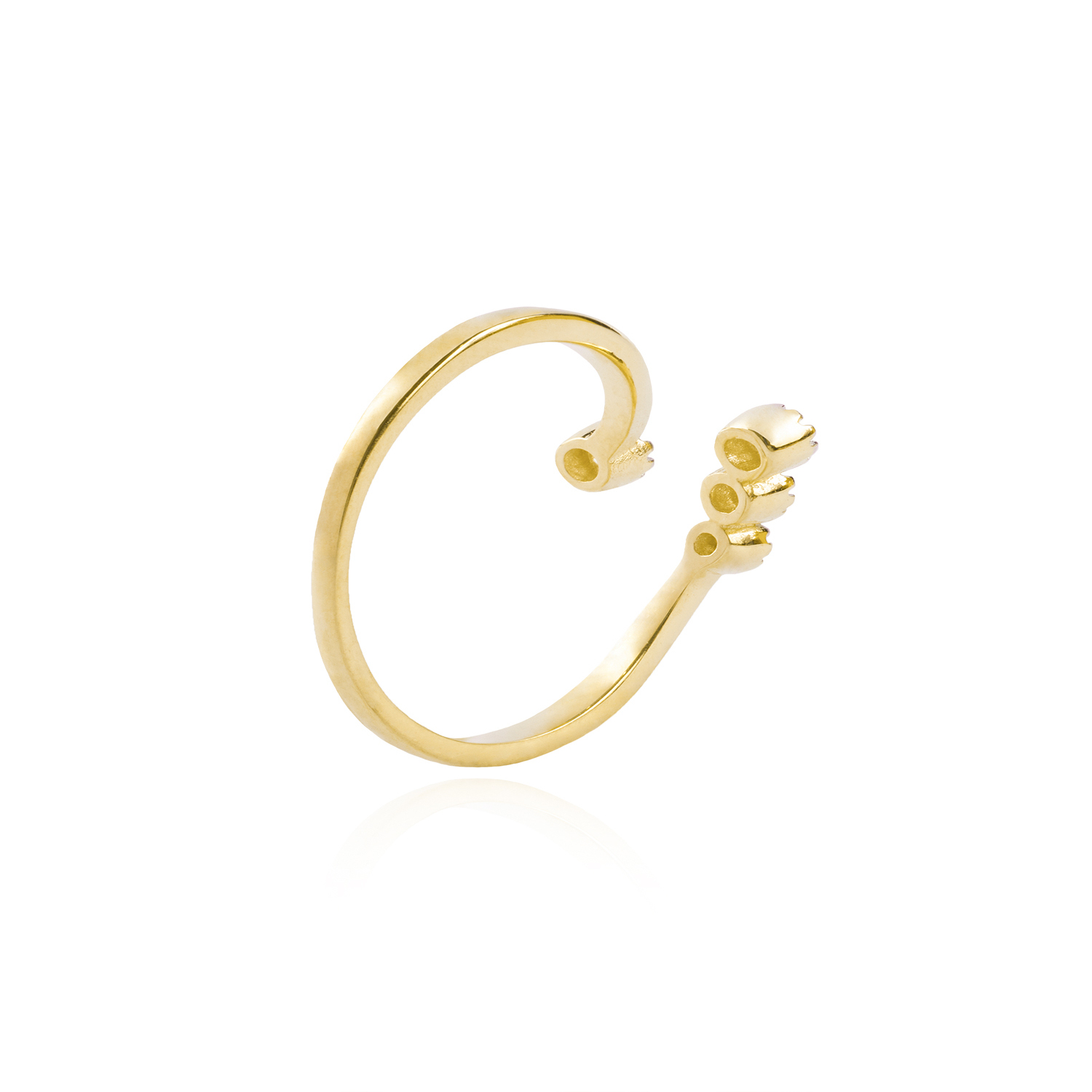 Anillo Oro a Amarillo 18kt Abierto Cuatro Circonitas 2