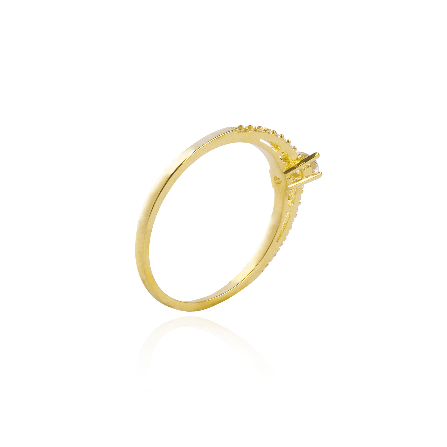 Anillo Compromiso de Oro 18Kt Solitario Medio Cintillo Circón 2