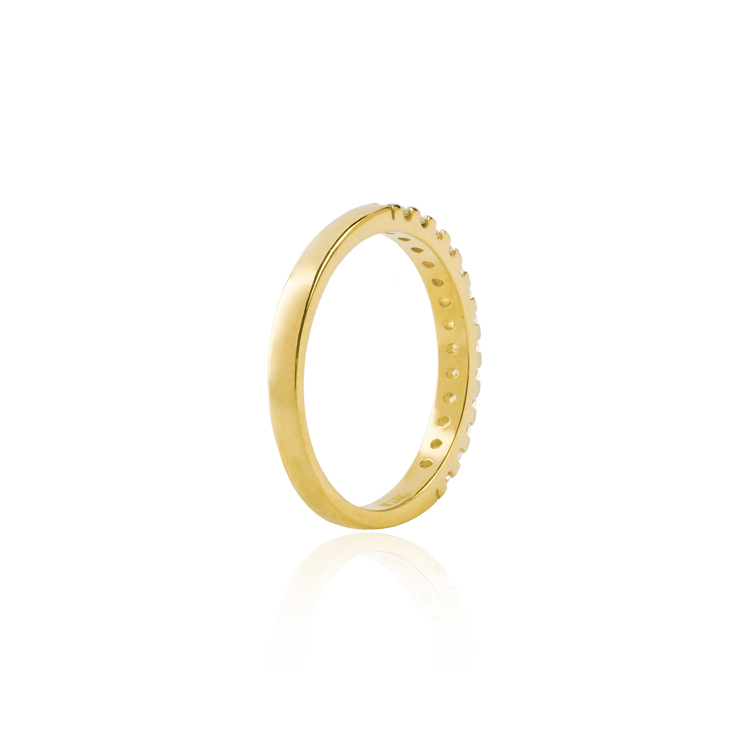 Anillo Compromiso de Oro 18Kt Medio Cintillo Circones 2