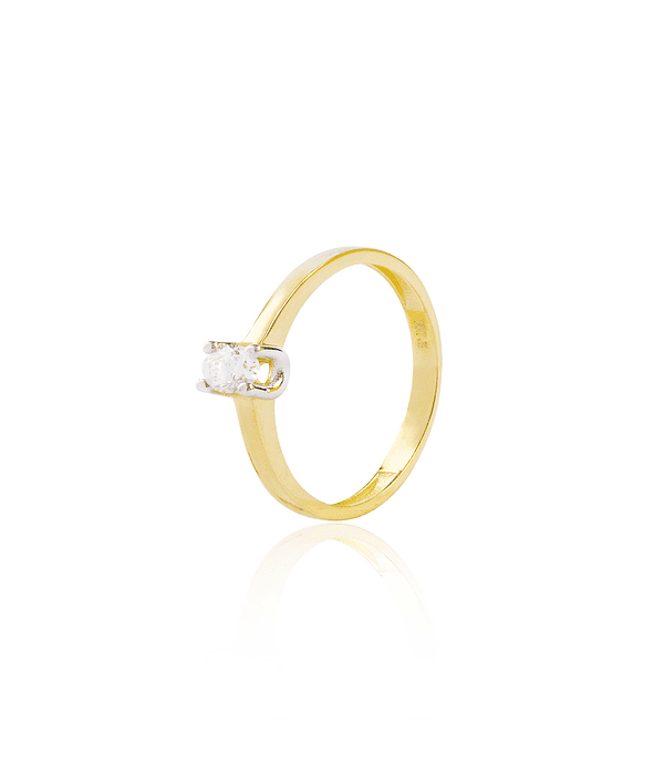 Anillo de Oro 18kt Solitario Bicolor Circón