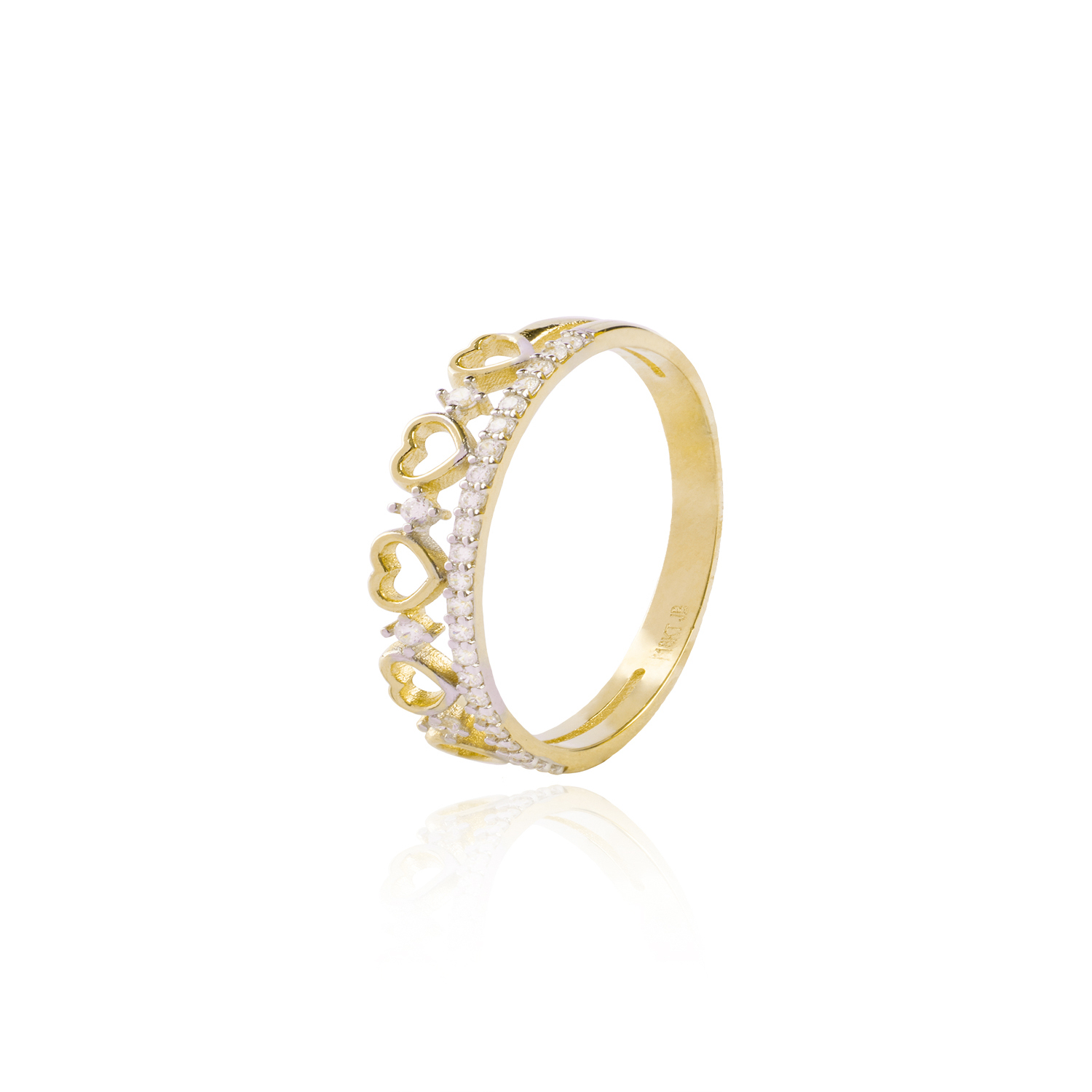 Anillo de Oro 18kt Corona Corazones 1