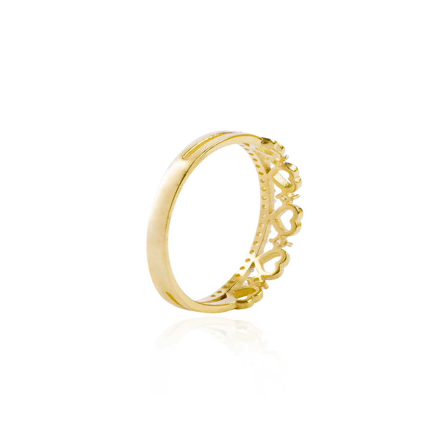 Anillo de Oro 18kt Corona Corazones 2