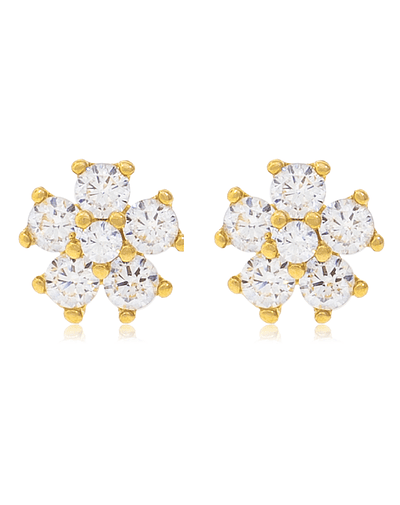 Aros de Oro 18kt Flor Cuadrada