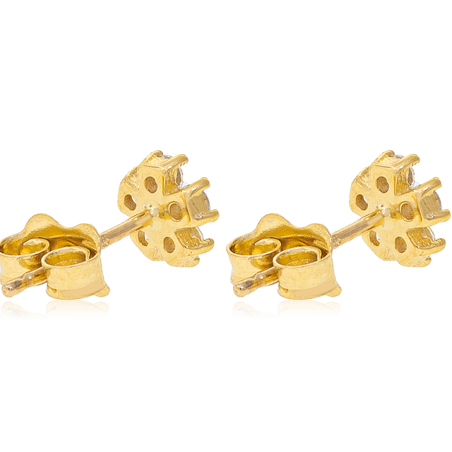 Aros de Oro 18kt Flor Cuadrada