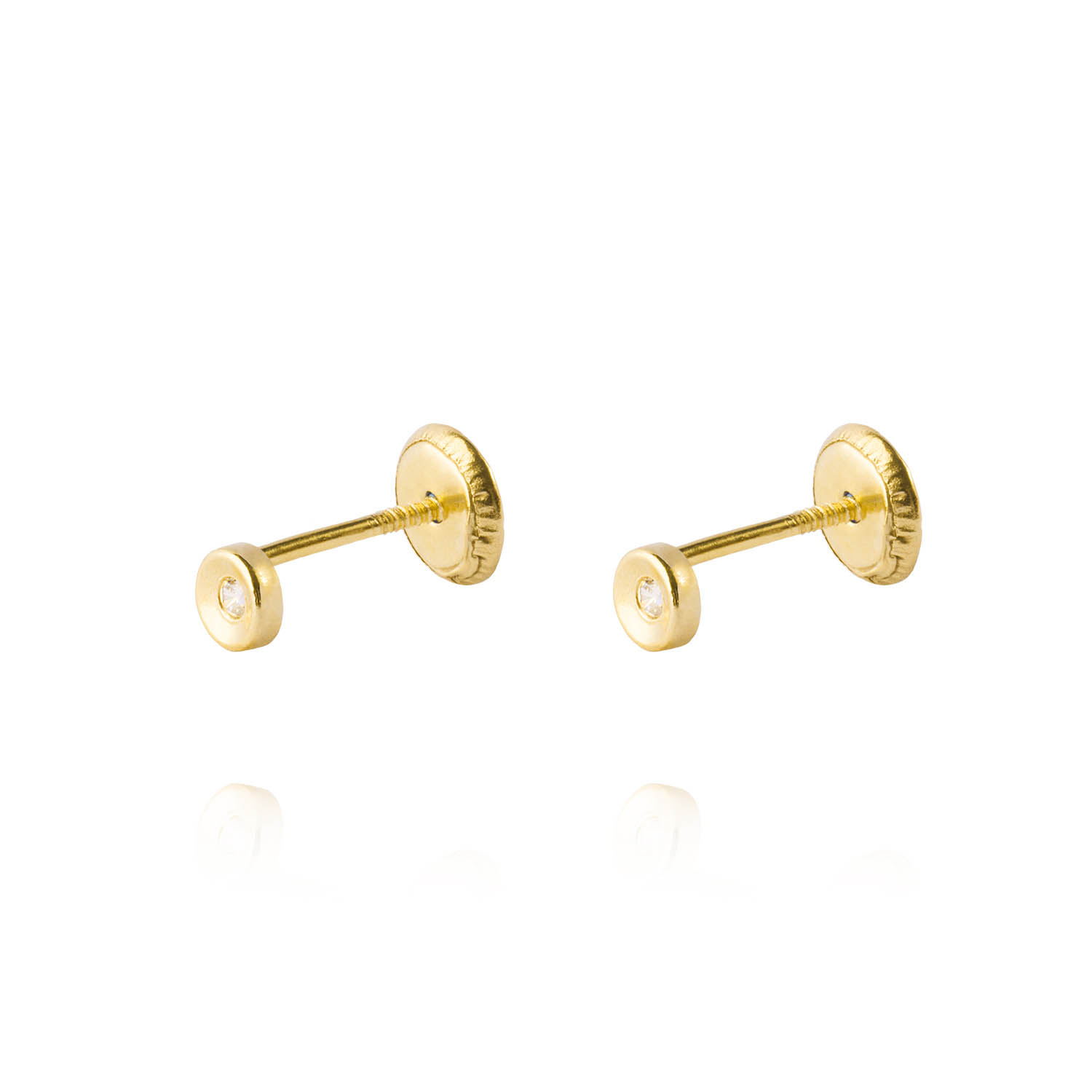 Aros de Oro 18kt Con Punto de Luz Circonita 1