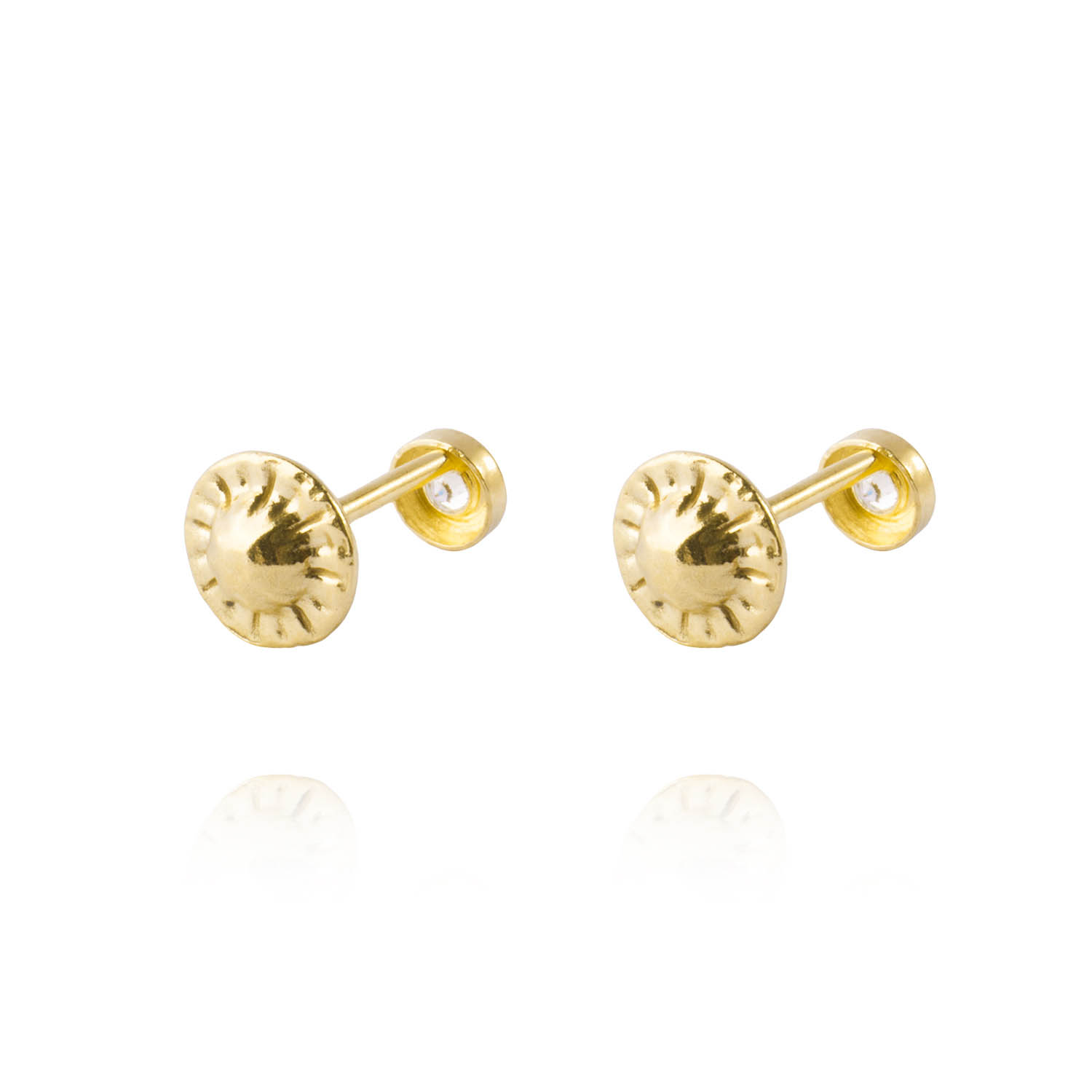 Aros de Oro 18kt Con Punto de Luz Circonita 3