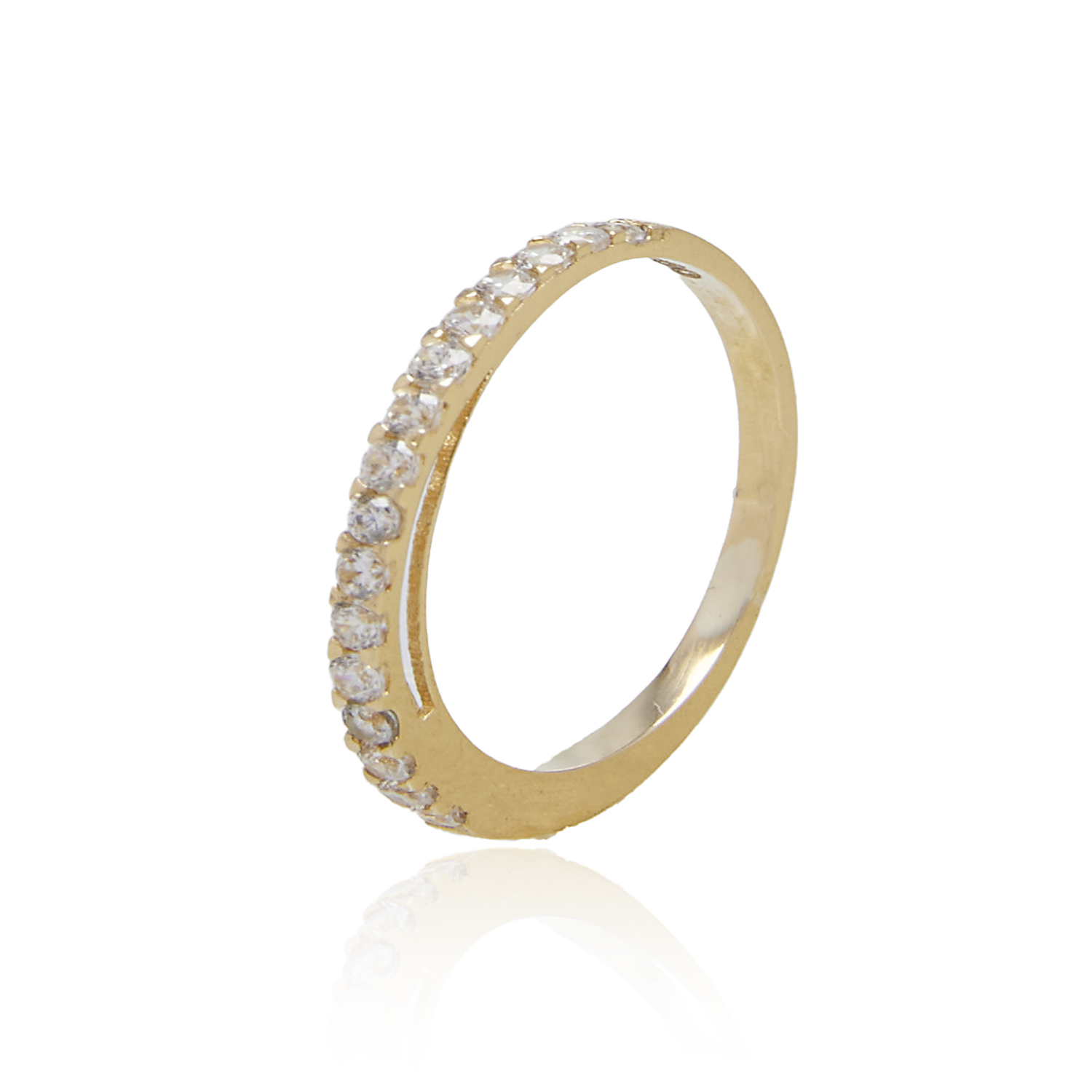 Anillo Compromiso de Oro 18Kt Circonita 1/2 Cintillo 1