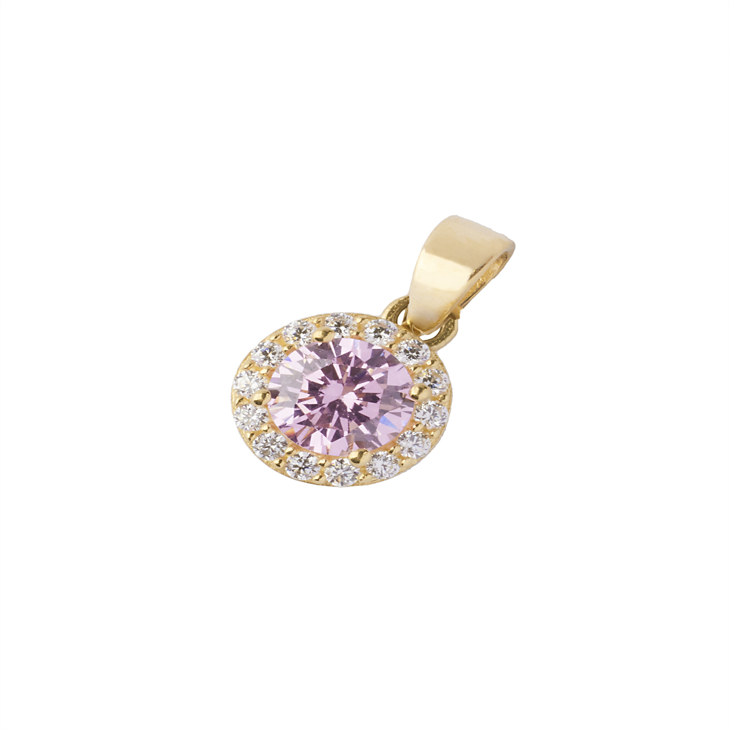 Colgante de Oro 18kt Circulo Piedra Rosa de Francia 1