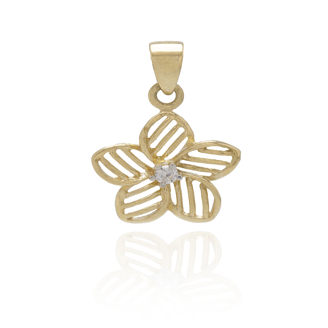 Colgante de Oro 18kt Flor Circonita Central 1