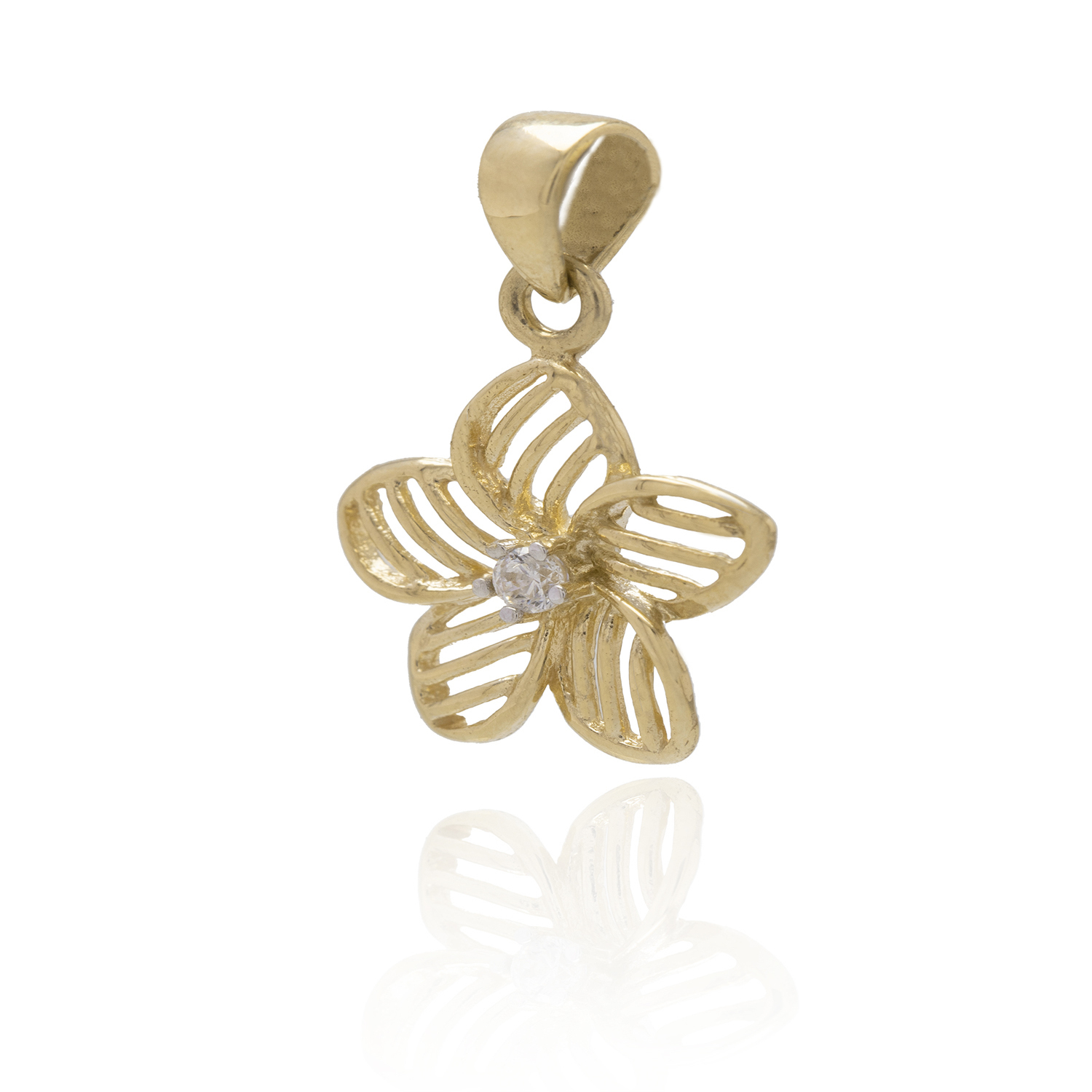 Colgante de Oro 18kt Flor Circonita Central 2