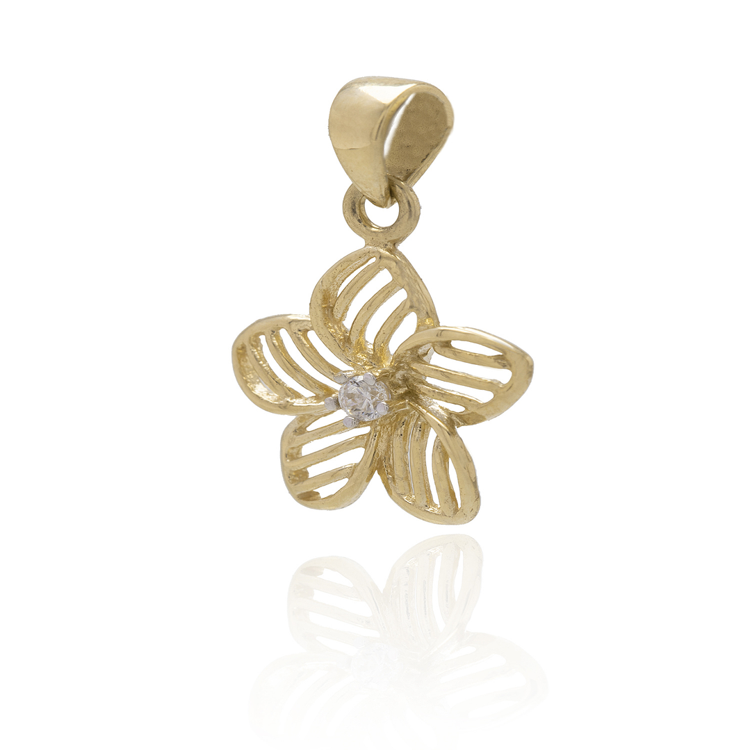Colgante de Oro 18kt Flor Circonita Central 2