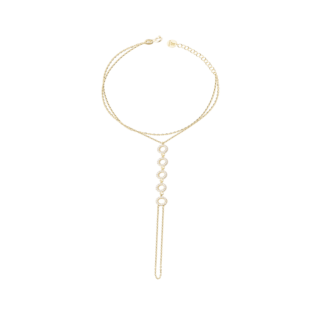 Pulsera Plata Esterlina 925 Cinco Círculos Revestido en Oro 18kt 1