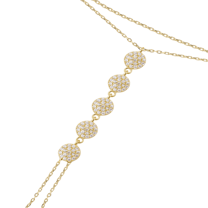 Pulsera Plata Esterlina 925 Cinco Circonitas Revestido en Oro 18kt 2