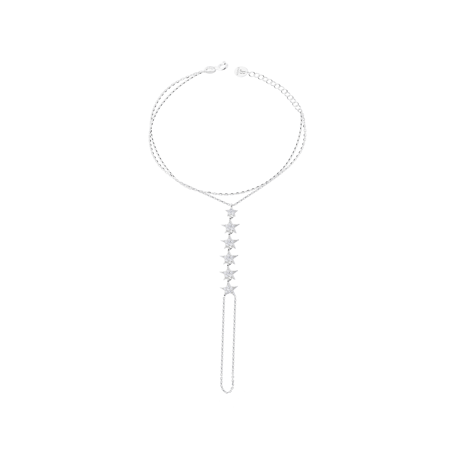 Pulsera Plata Esterlina 925 Estrella Colgantes Revestido en Oro 18kt 1