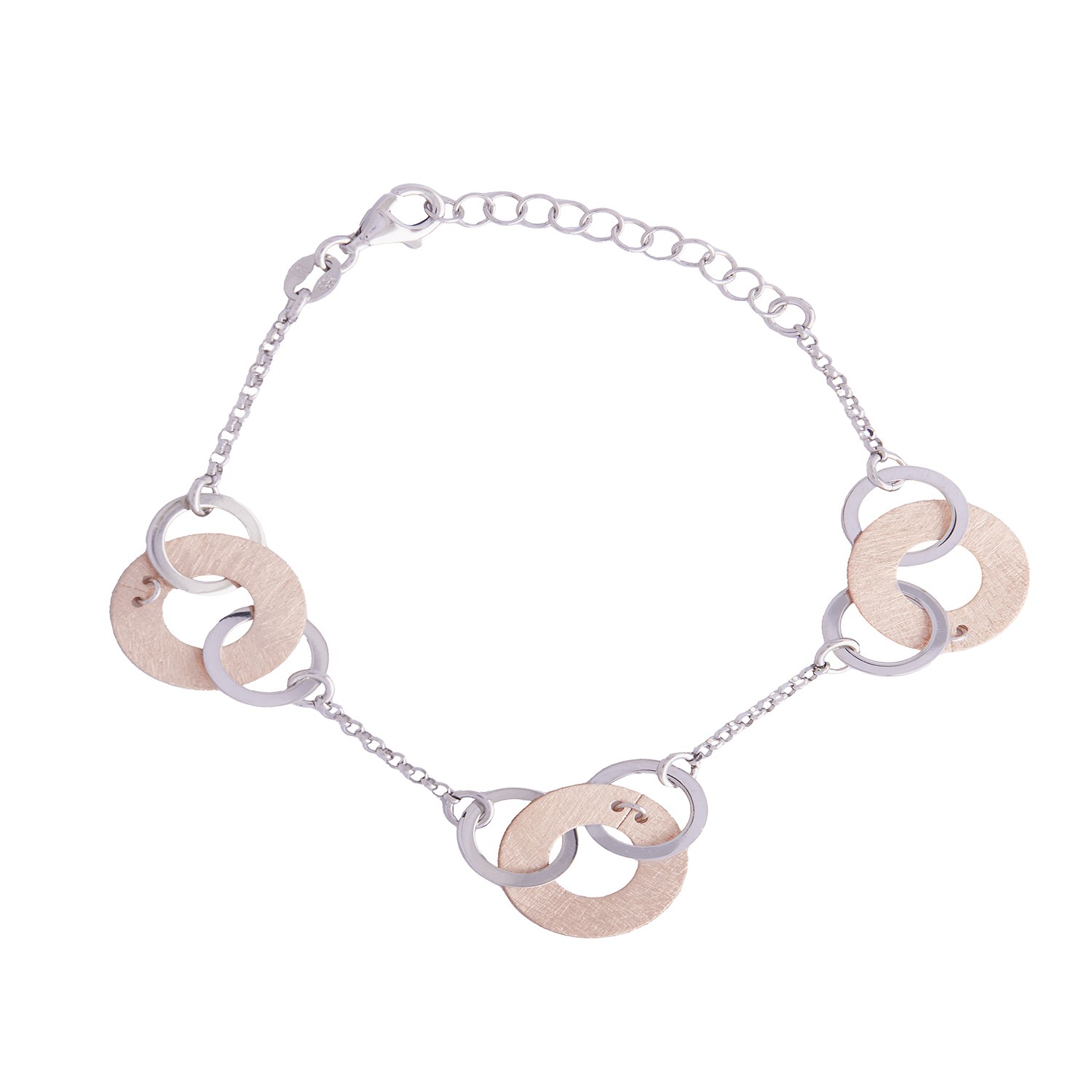 Pulsera de Plata Esterlina 925 Bicolor Argollas 1