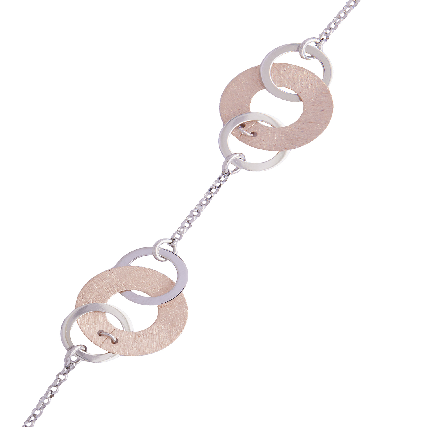 Pulsera de Plata Esterlina 925 Bicolor Argollas 2