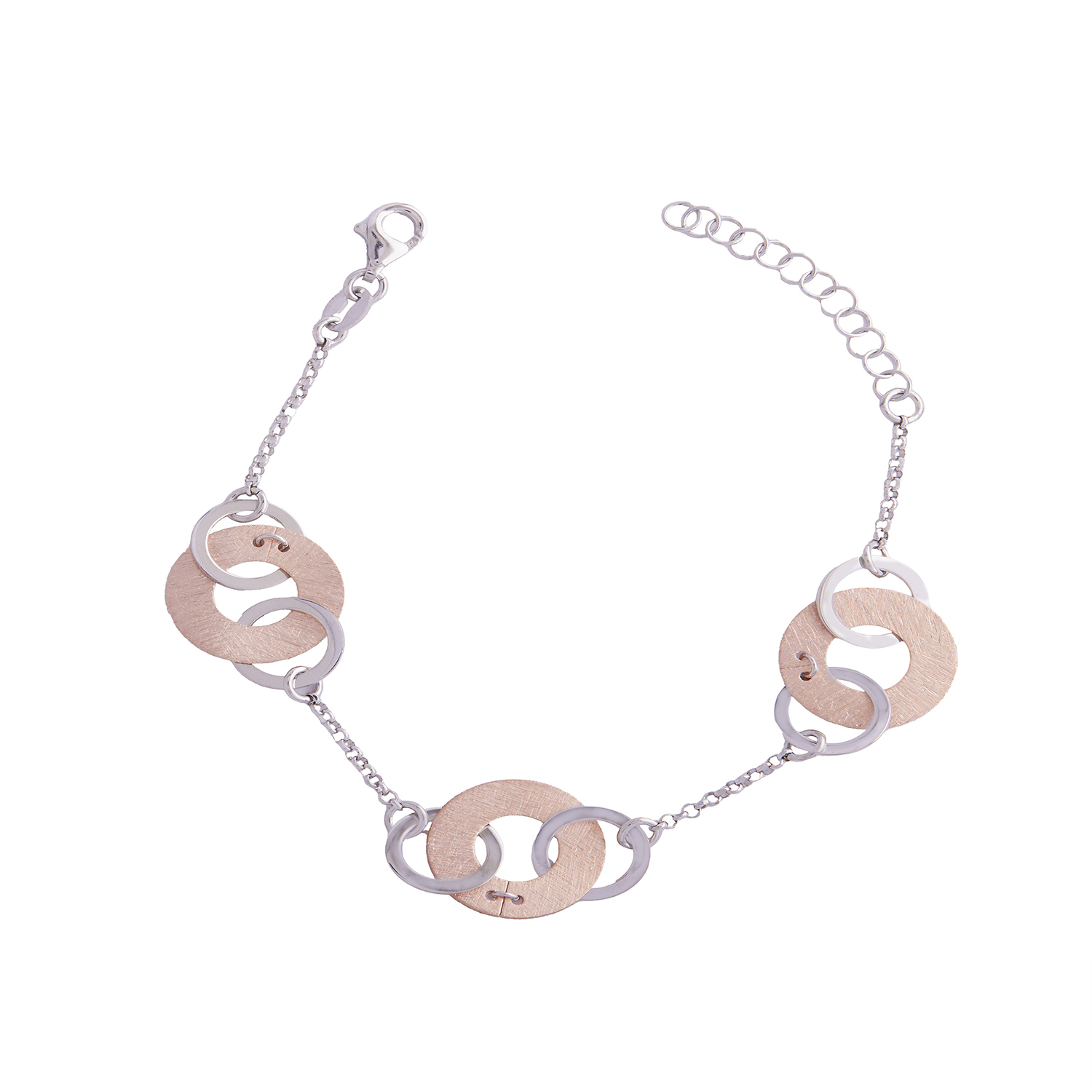 Pulsera de Plata Esterlina 925 Bicolor Argollas 3